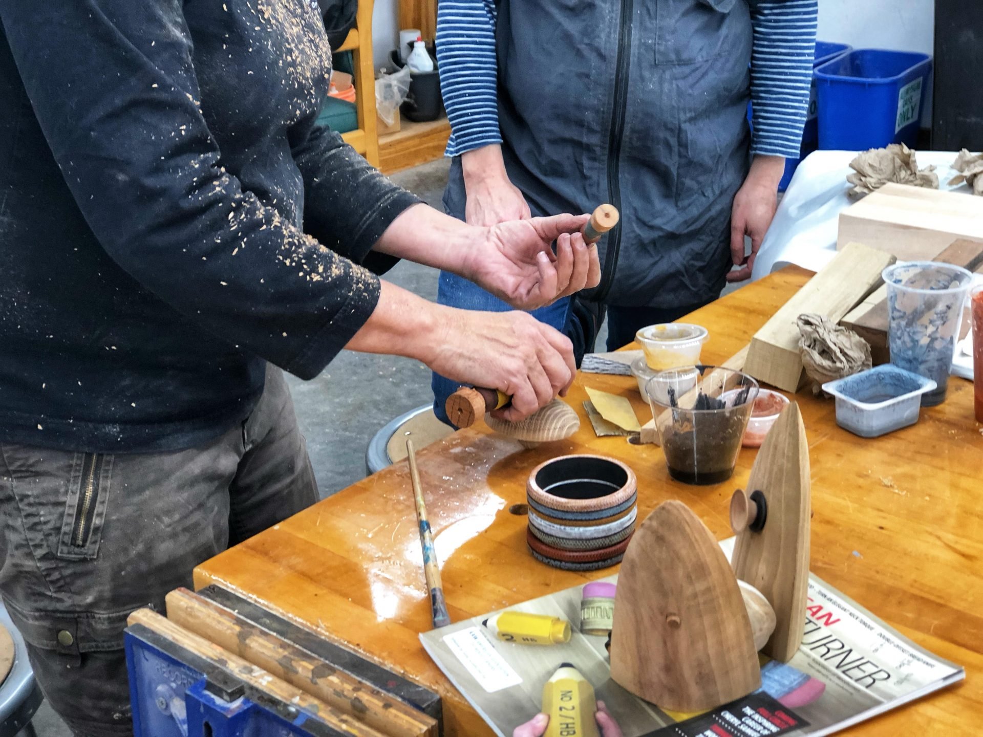 Marjin’s hands in Wood Studio.