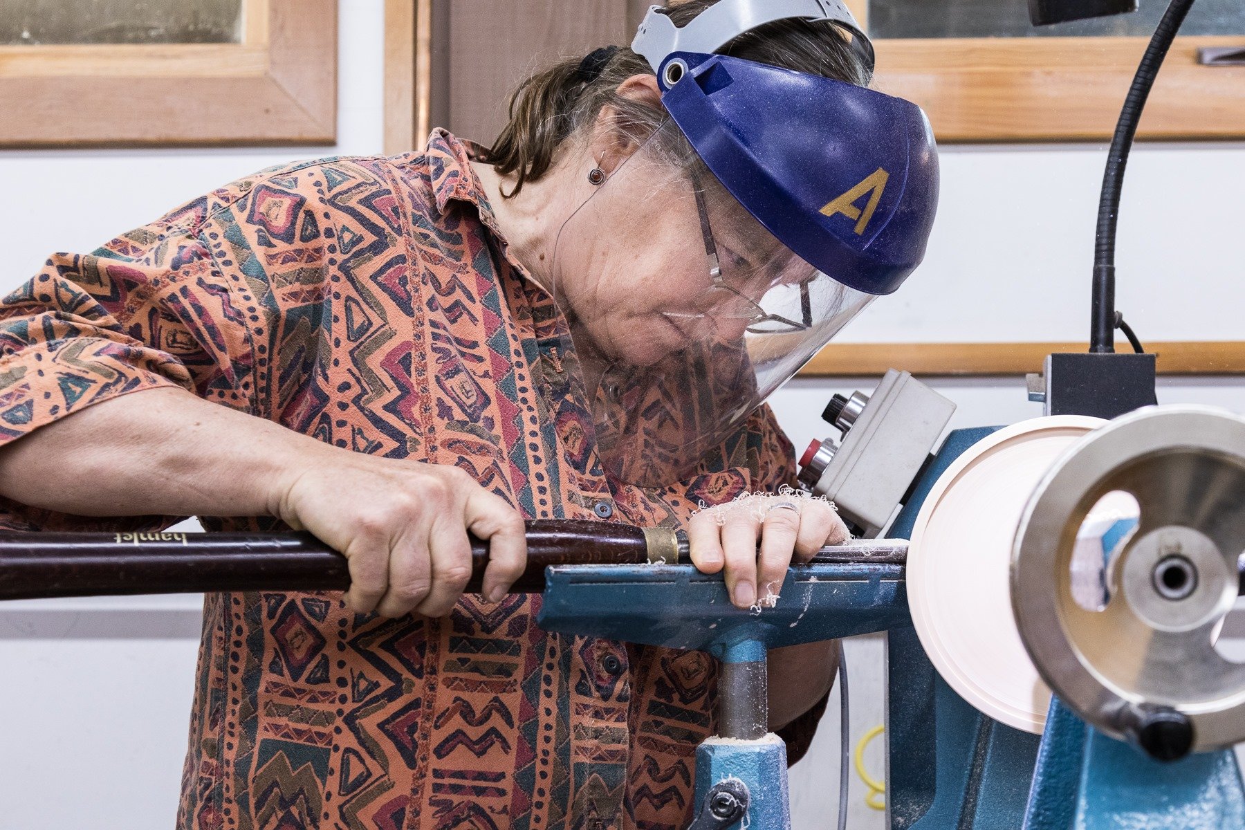 Female woodturning student